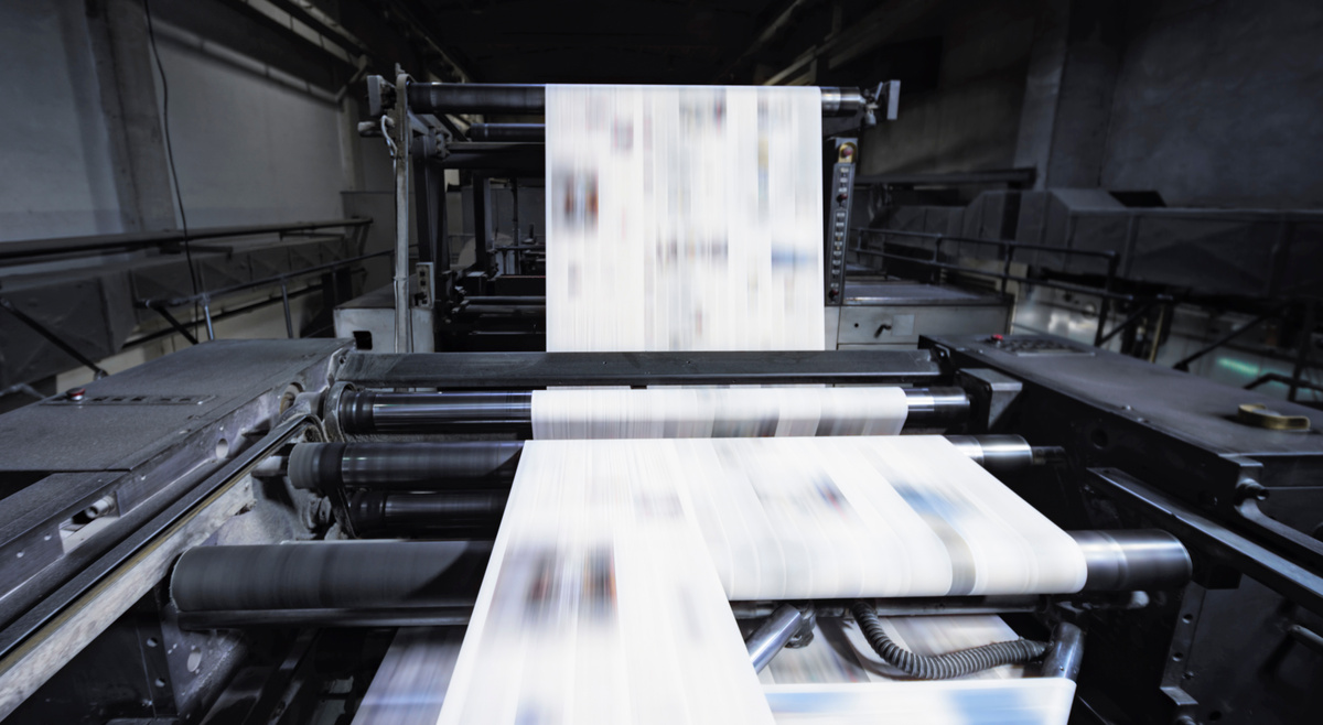 Newspaper printing in press